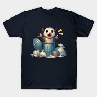 Cute Angry Opossum in Trash T-Shirt